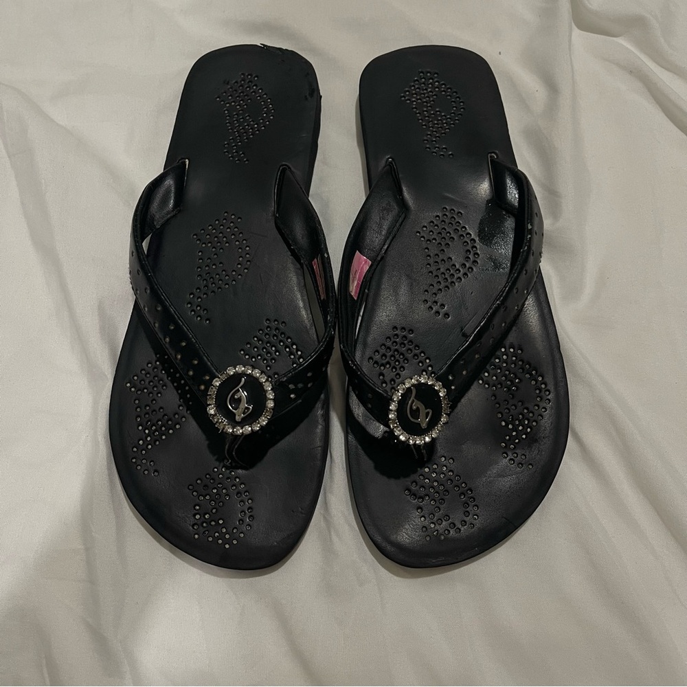 Y2K baby phat black flip flops